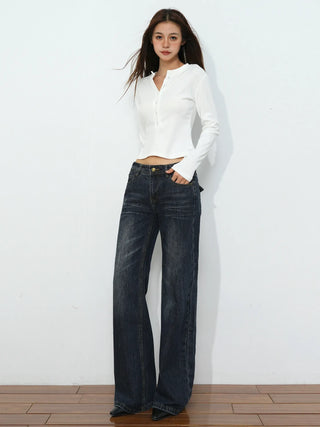 mid-waist straight jeans
