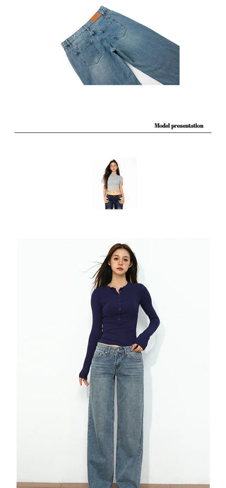 low waist straight jeans