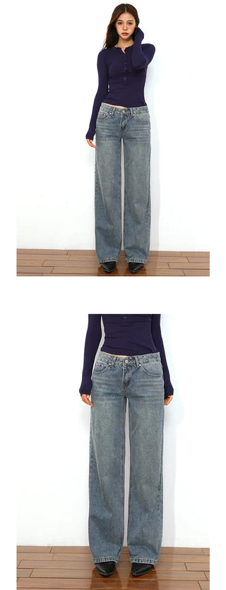 low waist straight jeans