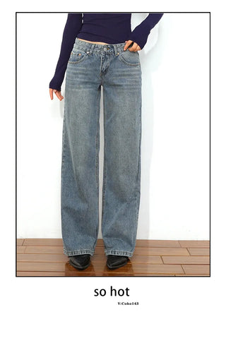 low waist straight jeans