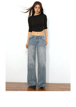 low waist straight jeans