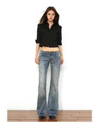 low waist bell-bottom jeans