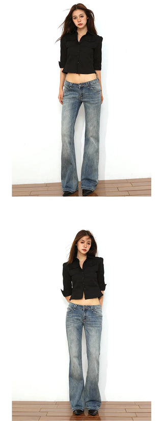 low waist bell-bottom jeans