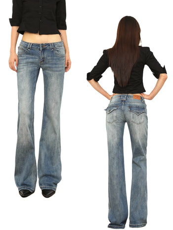 low waist bell-bottom jeans