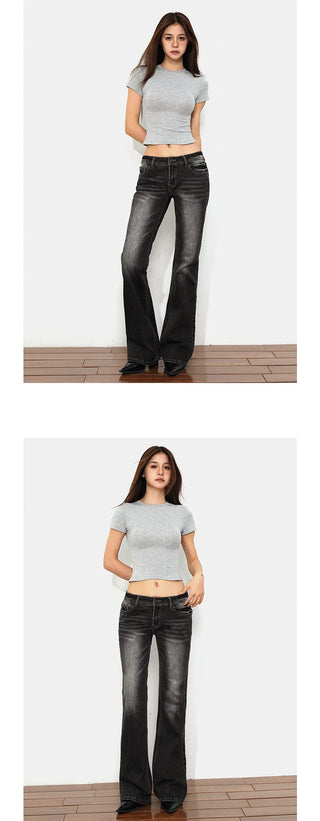 low waist bell-bottom jeans