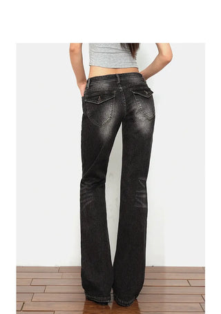 low waist bell-bottom jeans