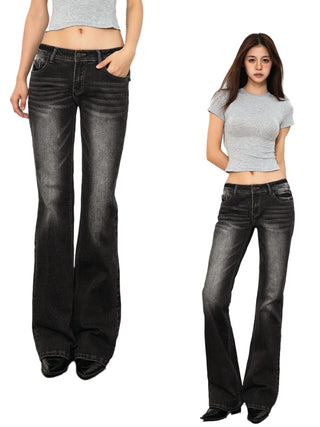 low waist bell-bottom jeans