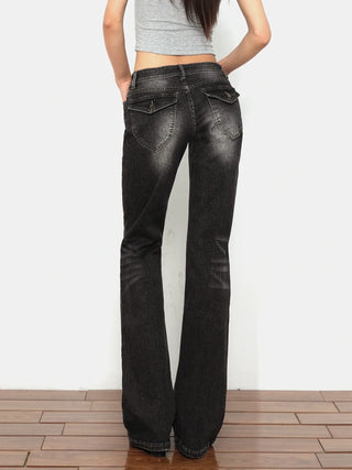 low waist bell-bottom jeans