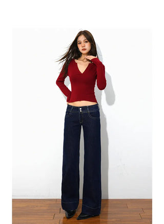 low waist straight jeans