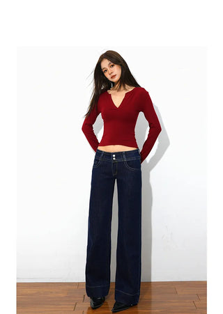 low waist straight jeans