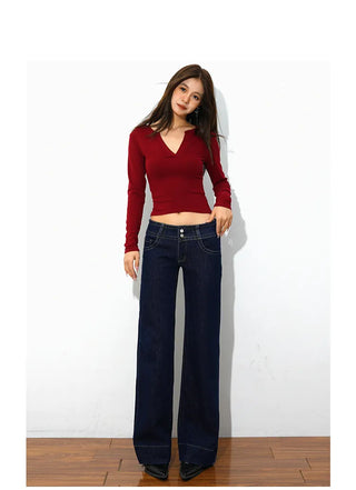 low waist straight jeans