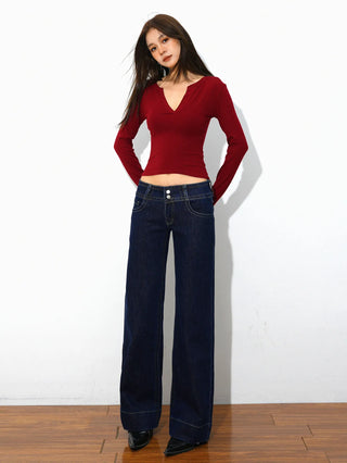 low waist straight jeans
