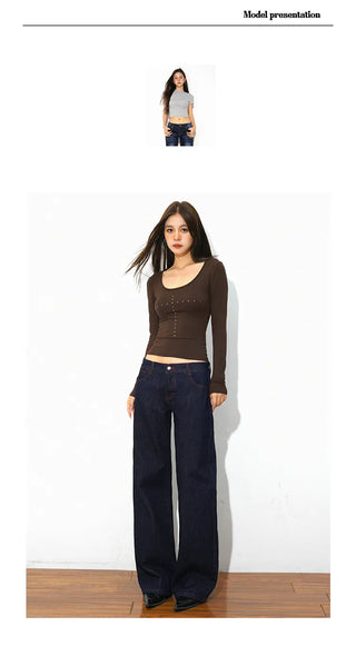 low waist wide jeans