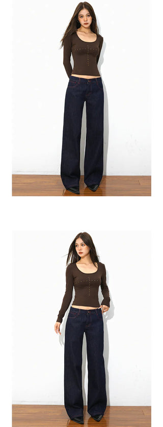 low waist wide jeans