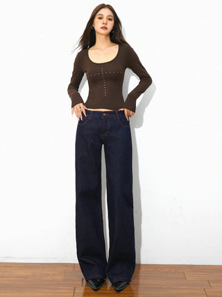 low waist wide jeans