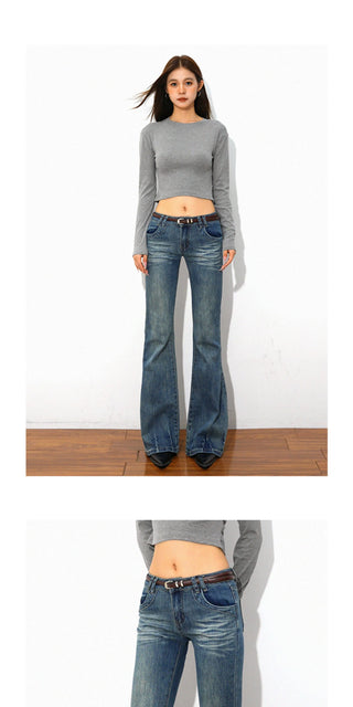 fitted boot-cut jeans