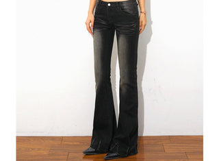 fitted boot-cut jeans