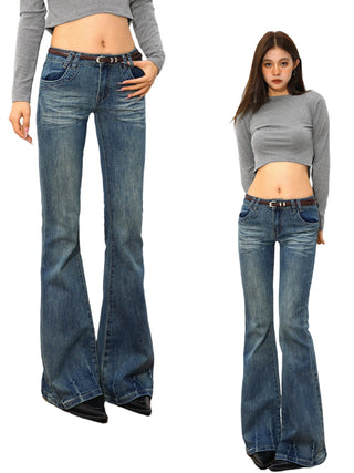 fitted boot-cut jeans