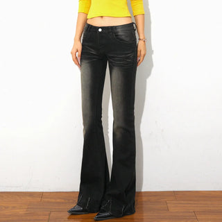 fitted boot-cut jeans