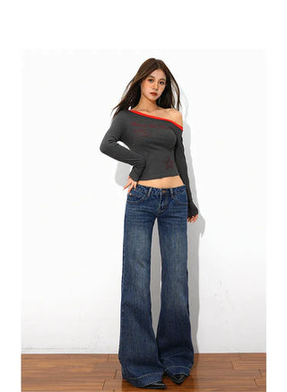 distressed bootcut jeans