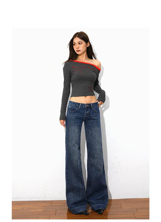 distressed bootcut jeans