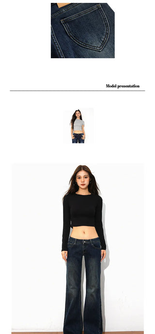 low waist bell-bottom jeans