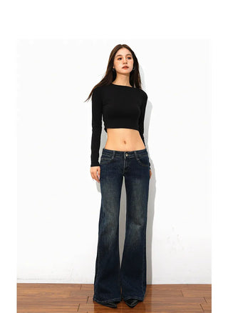 low waist bell-bottom jeans