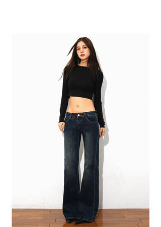 low waist bell-bottom jeans