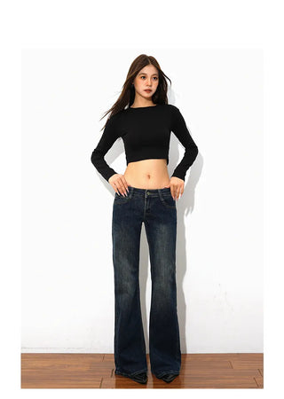 low waist bell-bottom jeans