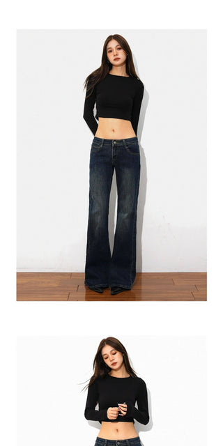 low waist bell-bottom jeans