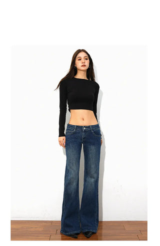 low waist bell-bottom jeans