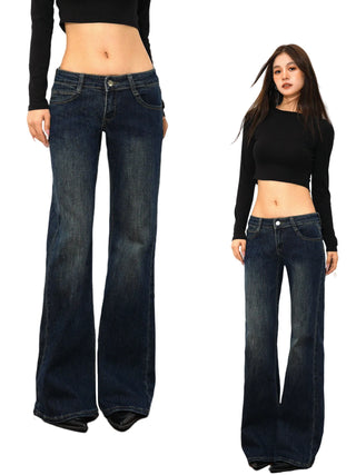 low waist bell-bottom jeans