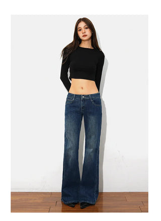 low waist bell-bottom jeans