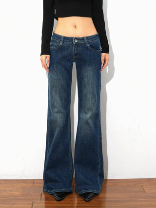 low waist bell-bottom jeans