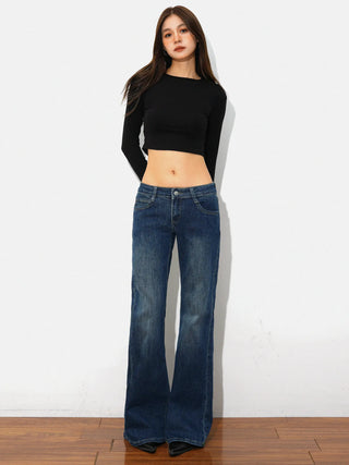 low waist bell-bottom jeans