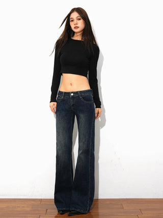 low waist bell-bottom jeans