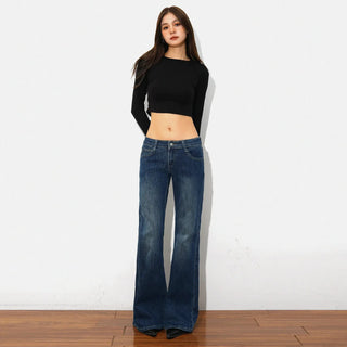low waist bell-bottom jeans