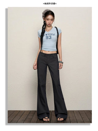 gray bootcut trousers