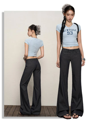 gray bootcut trousers