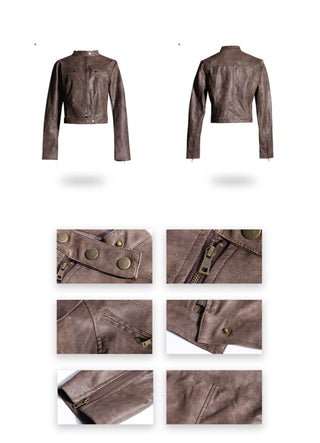 brown leather coat