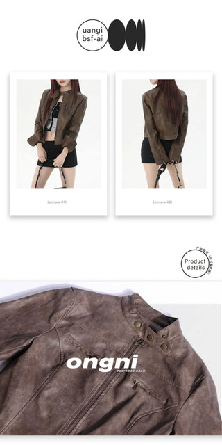 brown leather coat