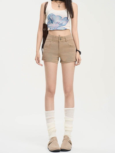 Khaki Denim Shorts