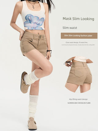 Khaki Denim Shorts