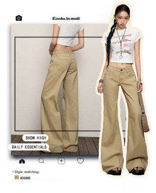 khaki bell-bottom jeans