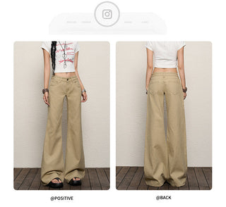 khaki bell-bottom jeans