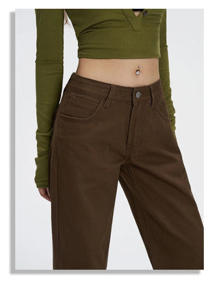 khaki bell-bottom jeans