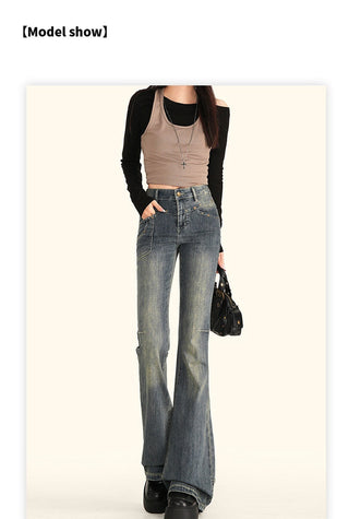 rivet distressed jeans