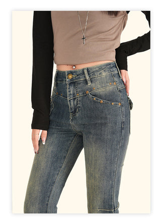 rivet distressed jeans