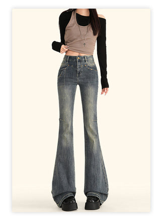 rivet distressed jeans