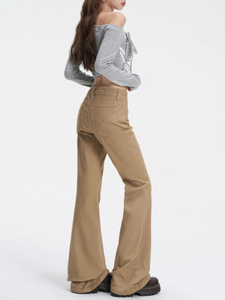 khaki flare jeans